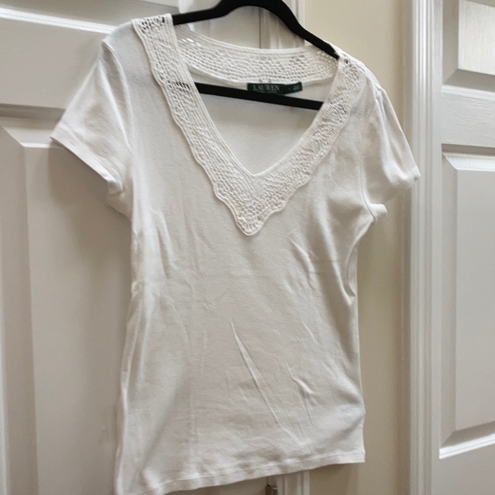 100% Cotton Tee with beautiful detailing around neck
